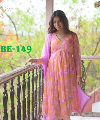 TRENDING ALIA CUT GEORGETTE PRINTED SUIT WITH STITCHED PANT AND PRINTED DUPATTA