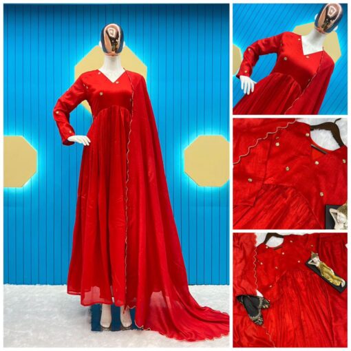 Alia Cut Sequance Work Vichitra Silk Gown