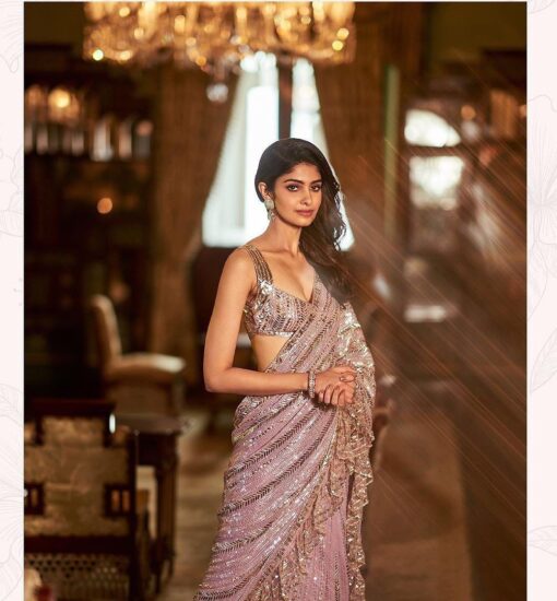 Double Sequance Embroidered Georgette Bollywood Saree