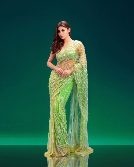 Fancy Sequance Embroidered Butterfly Net Bollywood Saree BT-345