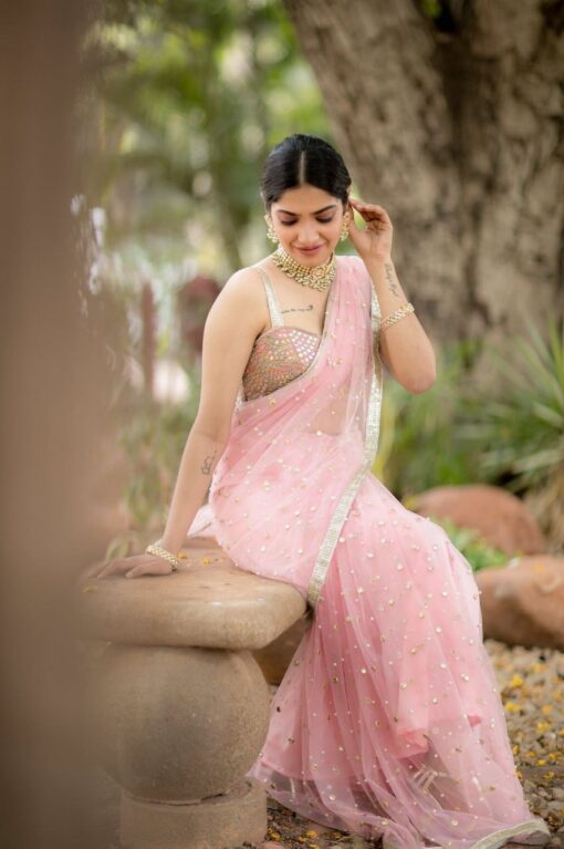 Fancy Sequence Thread WorK Net Saree BT 286