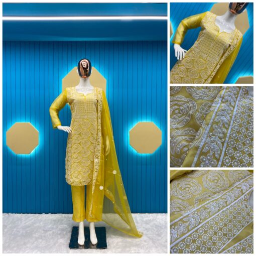 Heavy Designer Organza Handwork Suit