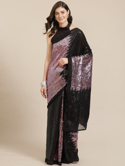 Heavy Georgette 2 colour Sequence Saree BT-292 Lavender