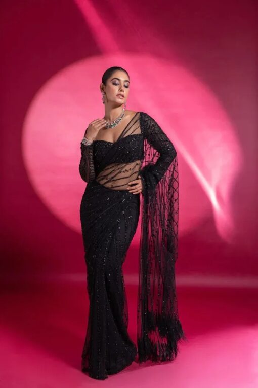 Heavy Nylone Butterfly Net Saree BT-352
