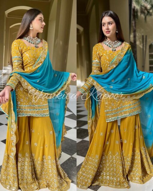 Heavy Sequance Work Georgette Suit With Sharara