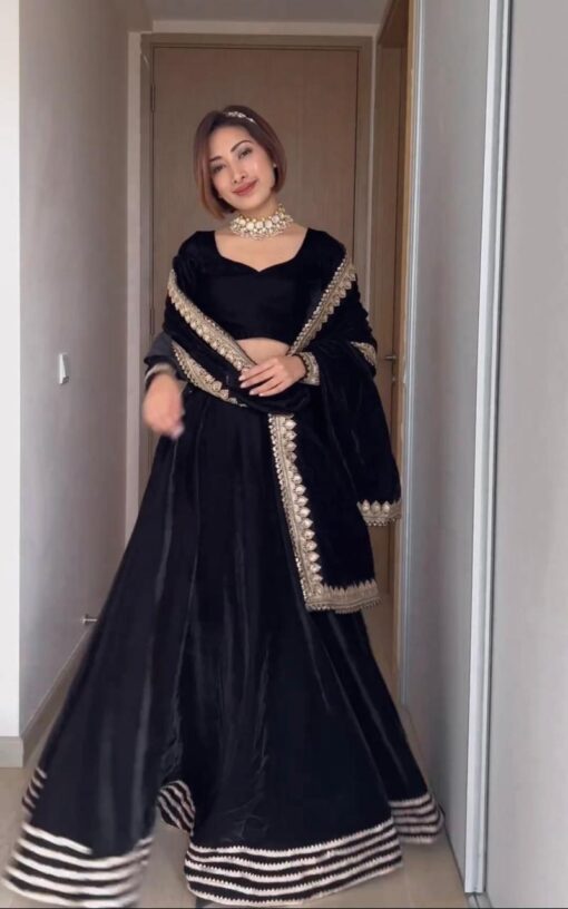 Heavy Sequance Work Velvet Bridal Lehenga Winter