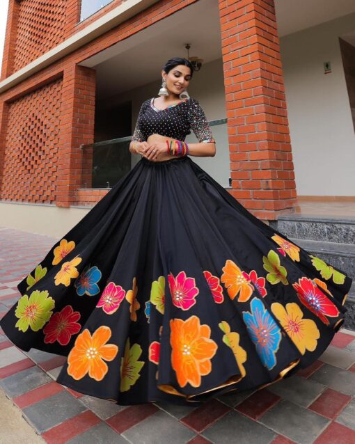 Mirror Work Pure Cotton Printed Lehenga Choli