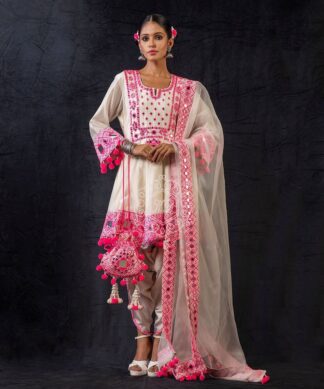 Mirror Work Rajwadi Silk Patiala Suit