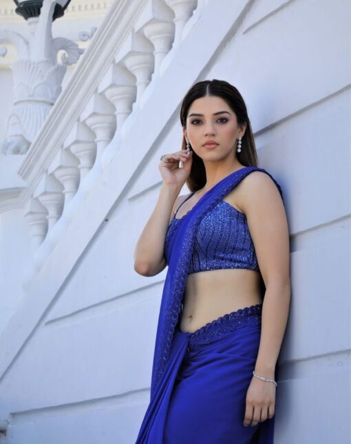 Royal Blue Bollywood Saree With Sequence Work BT-279