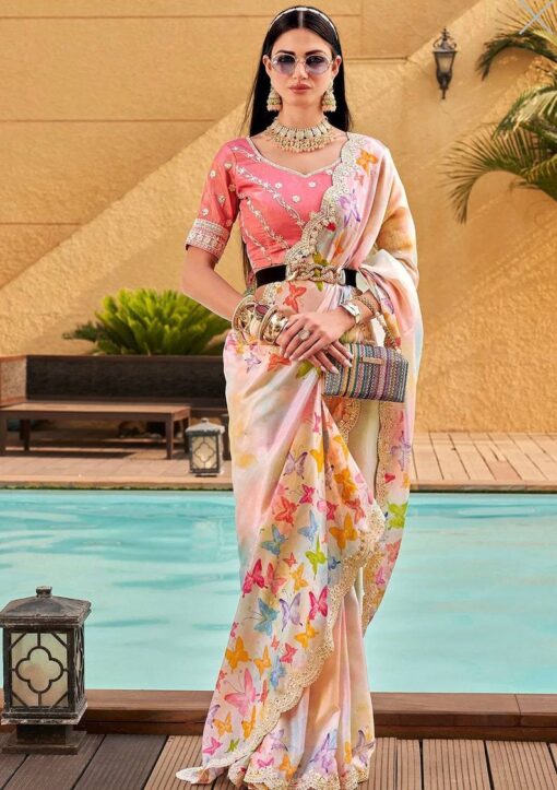 Sequence Codding Embroidered Bollywood Georgette Saree BT-1177