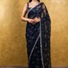 Sequence Embroidered Butterfly Net Saree BT-1198