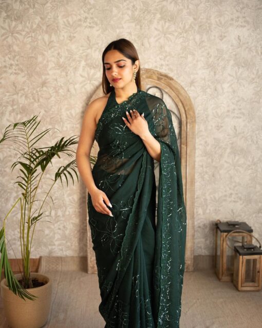 Soft Rangoli Silk Sequence Work Bollywood Saree BT-3062