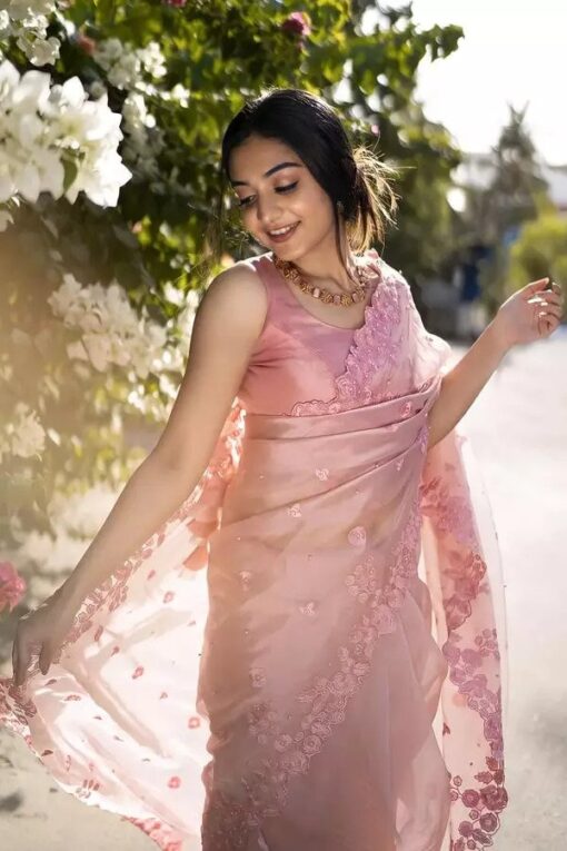 Stone & Thread Work Soft Organza Bollywood Saree BT-267