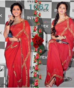 Teej Special Sequance Work Red Georgette Saree