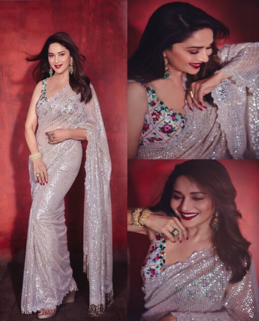 Zari & Sequance Embroidery Glossy Silk Bollywood Saree BT-202
