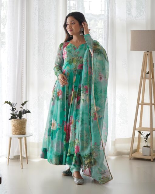 Digital Printed Padded Organza Suit