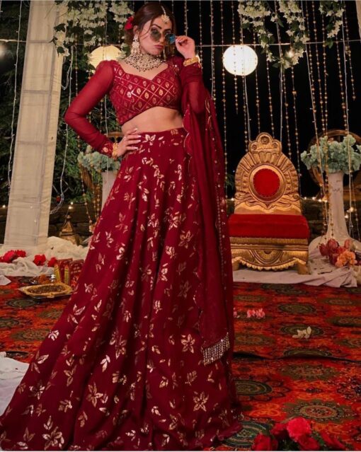 Fox Georgette Sequance Embroidered Lehenga Choli