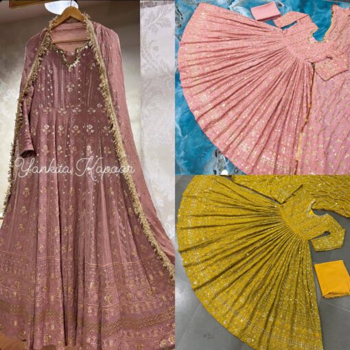 Georgette Sequence Work Gown