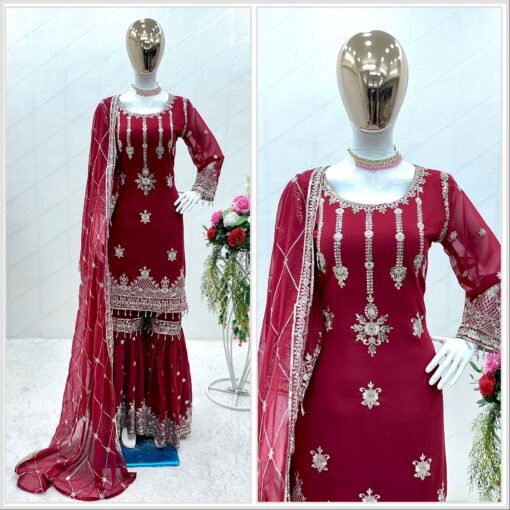 Sequance Embroidery Georgette Sharara Suit