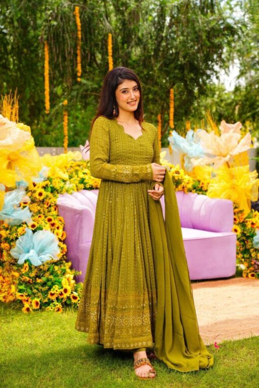 Sequance Work Faux Georgette Anarkali Suit