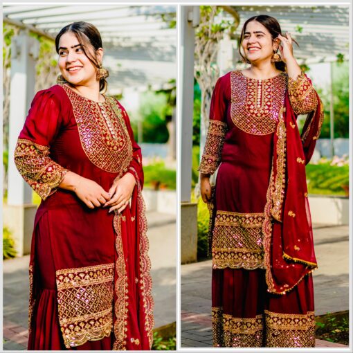 Sequance Work Georgette Sharara Suit