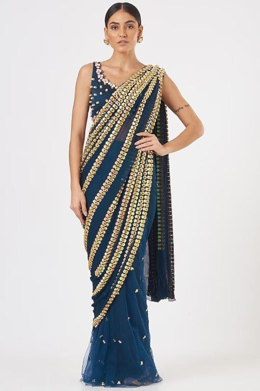 Sequance Work Soft Net Bollywood Saree