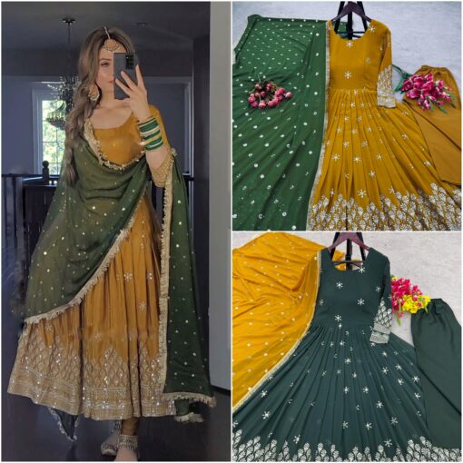 Sequence Embroidered Georgette Full Flair Suit