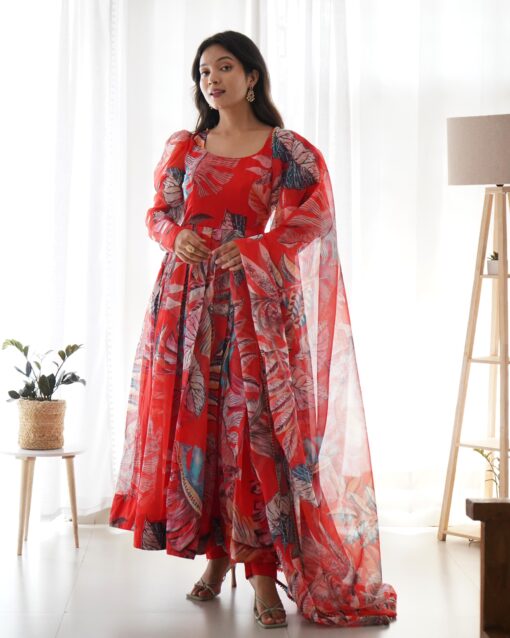 Tabby Silk Organza Digital Printed Padded Suit