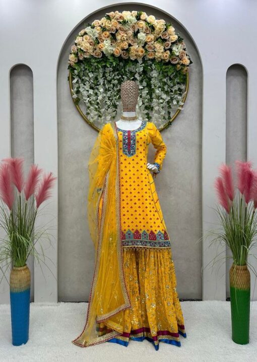 Thread & Sequance Work Georgette Sharara Suit