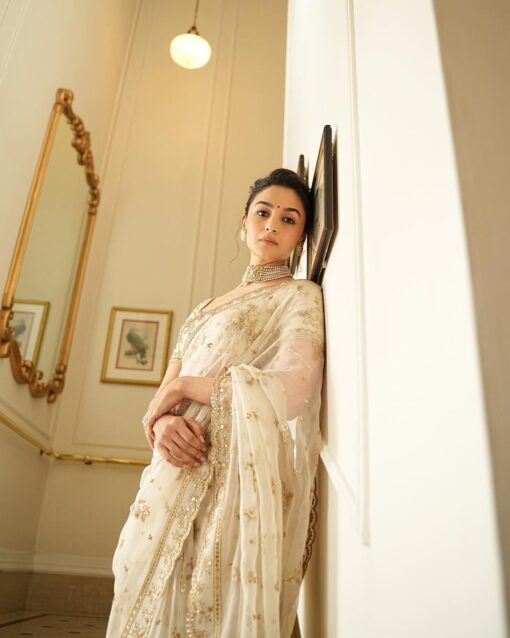 Thread & Sequance Work Organza Silk Saree