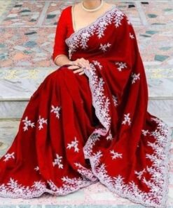 Winter Wedding Special Red Velvet Saree