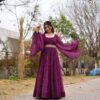 Balloon Sleeves Georgette Gown With Belt