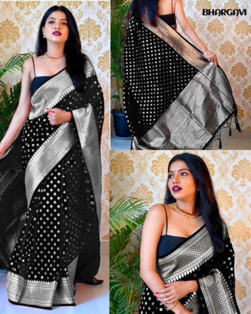 Banarasi Soft Silk Saree Contrast Border