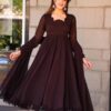 Chocolate Brown Readymade Georgette Suit