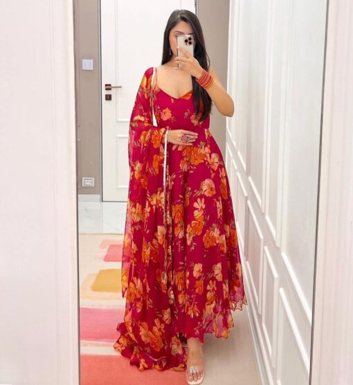 Daisy Print Georgette Gown