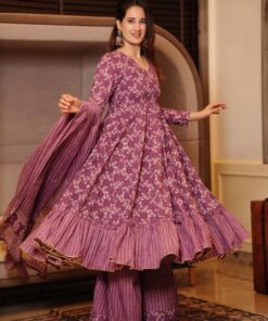 Digital Printed Muslin Cotton Anarkali Gown