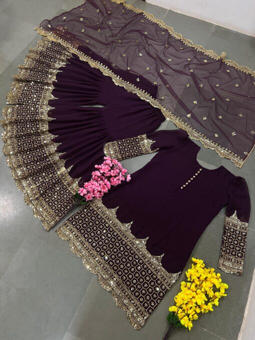 Faux Georgette Full Sleeve Plazzo Suit