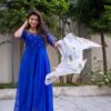 Georgette Embroidered Readymade Blue Gown