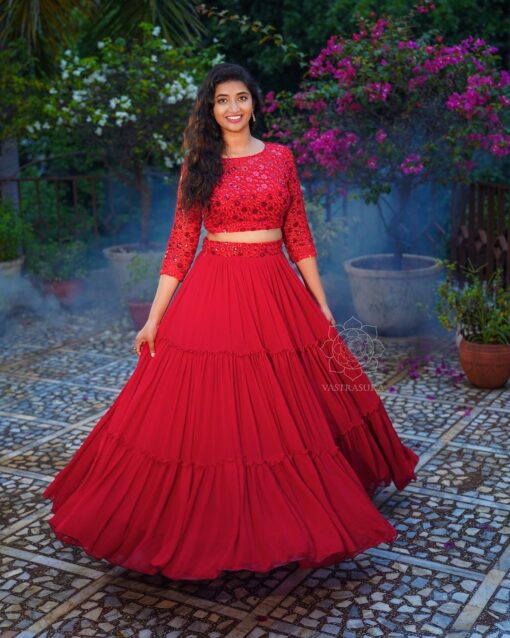Heavy Georgette Ruffle Flair Lehenga Choli