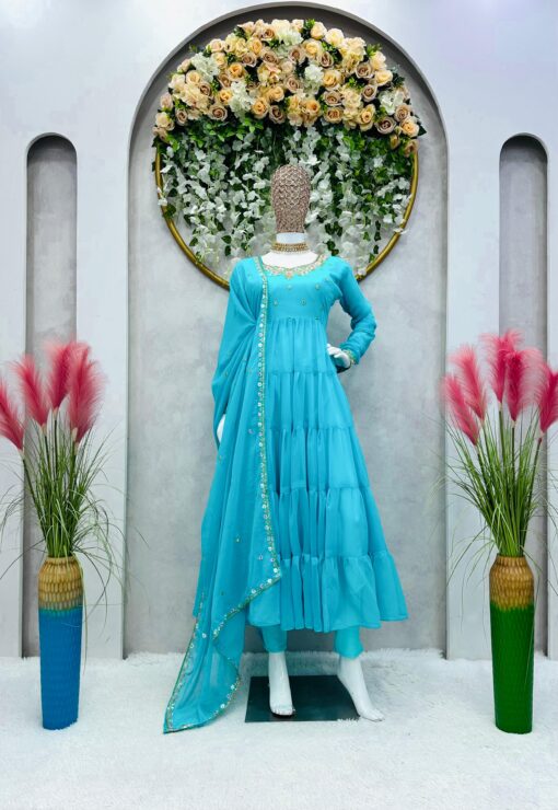 Heavy Georgette Sequence Work Suit