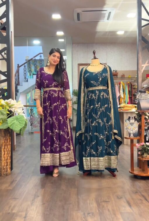 Naira Cut Sequence Embroidered Flaired Gown