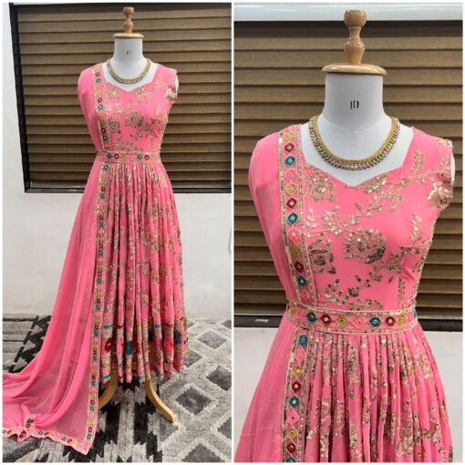Naira Cut Sequence Embroidered Padded Gown