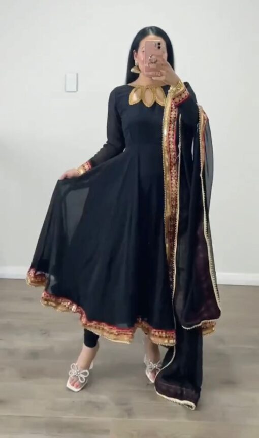 Partywear Sequence Work Georgette Gown