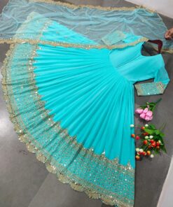 Sequence Embroidered Faux Georgette Gown