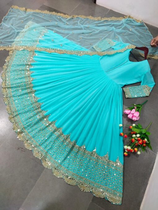 Sequence Embroidered Faux Georgette Gown