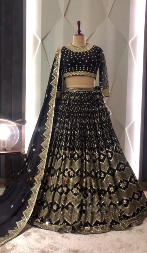 Sequence Work Georgette Lehenga Choli With Latkan Dori