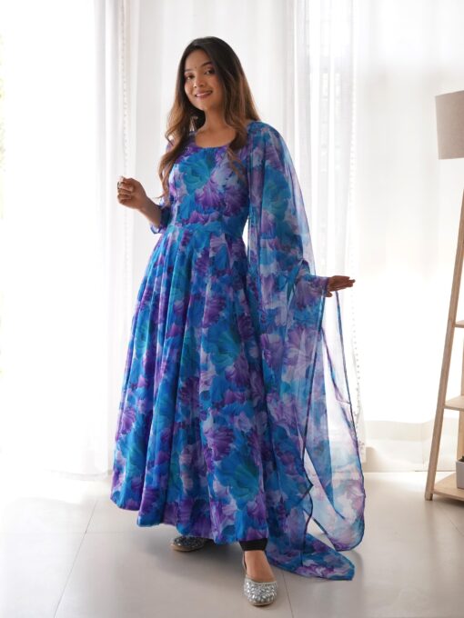 Tabby Organza Silk Digital Printed Gown