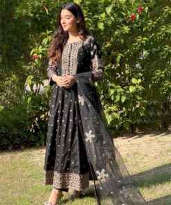 Taffeta Silk Designer Embroidered Anarakali Gown