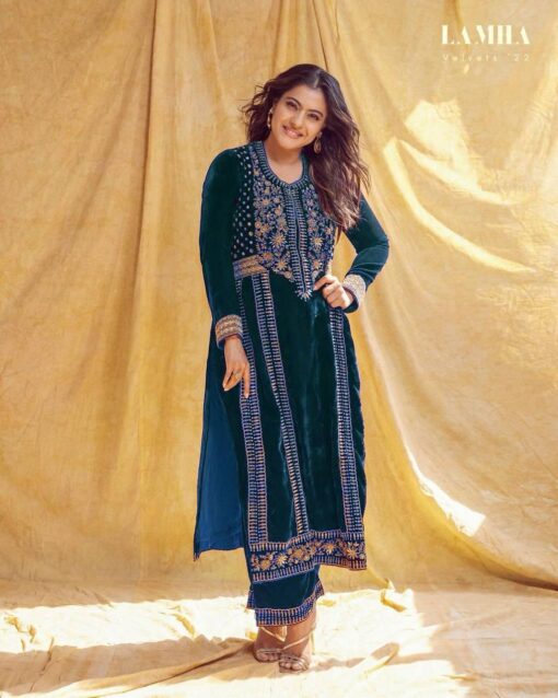 Embroided Velvet Suit With Fancy Dupatta