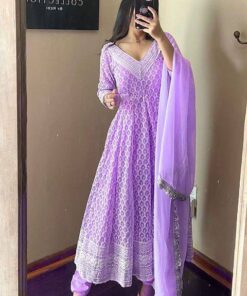 Fully Embroidered Geogette Anarkali Gown